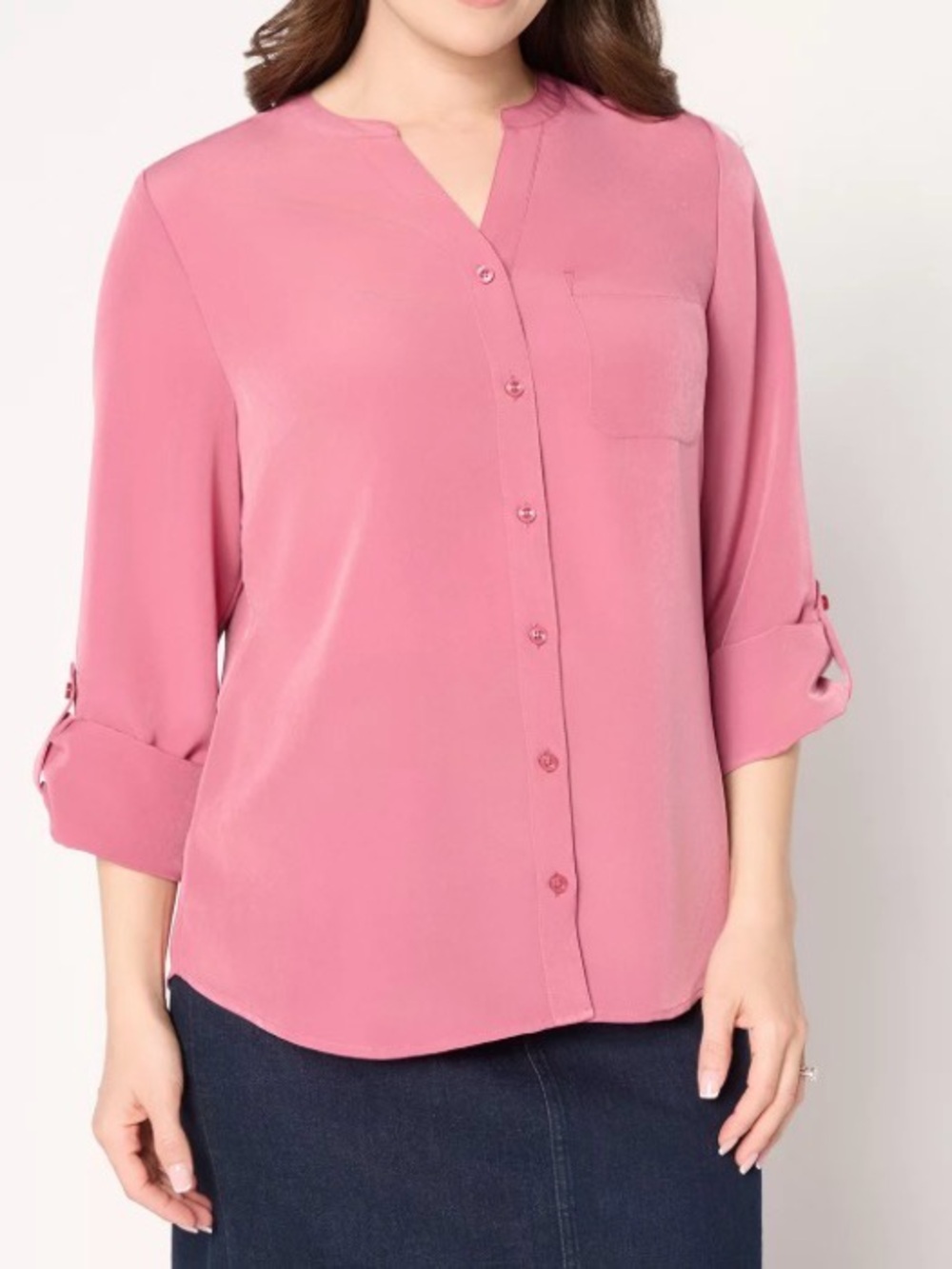 Denim & Co Essentials Utility Botton Front Shirt Rose Pink Size XL Brand New